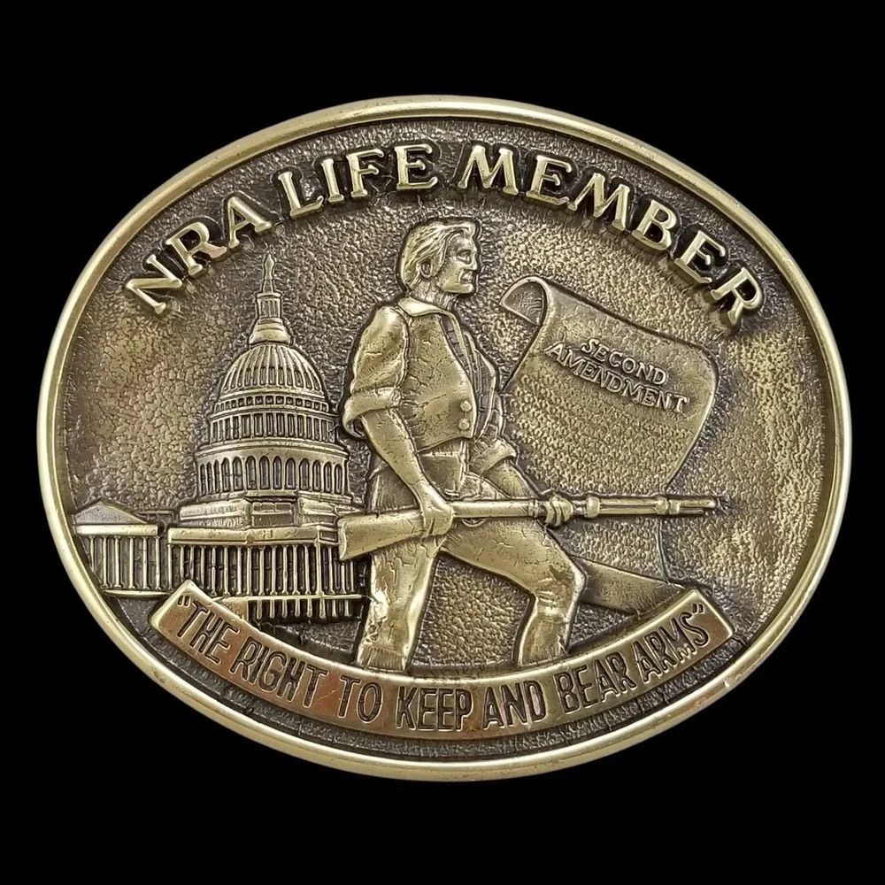 Jadco Brass NRA Life Member Belt Buckle Second Amendment Right to Keep Bear Arms